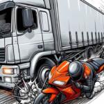 Ilustrasi kecelakaan saat sepeda motor mendahului truk dari sisi kiri